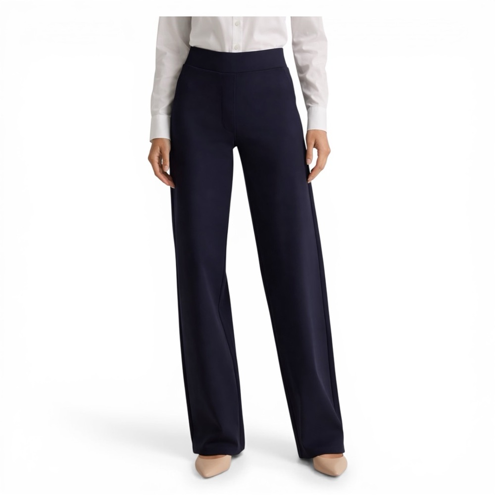 Quince Navy High-Rise Wide Leg Pants